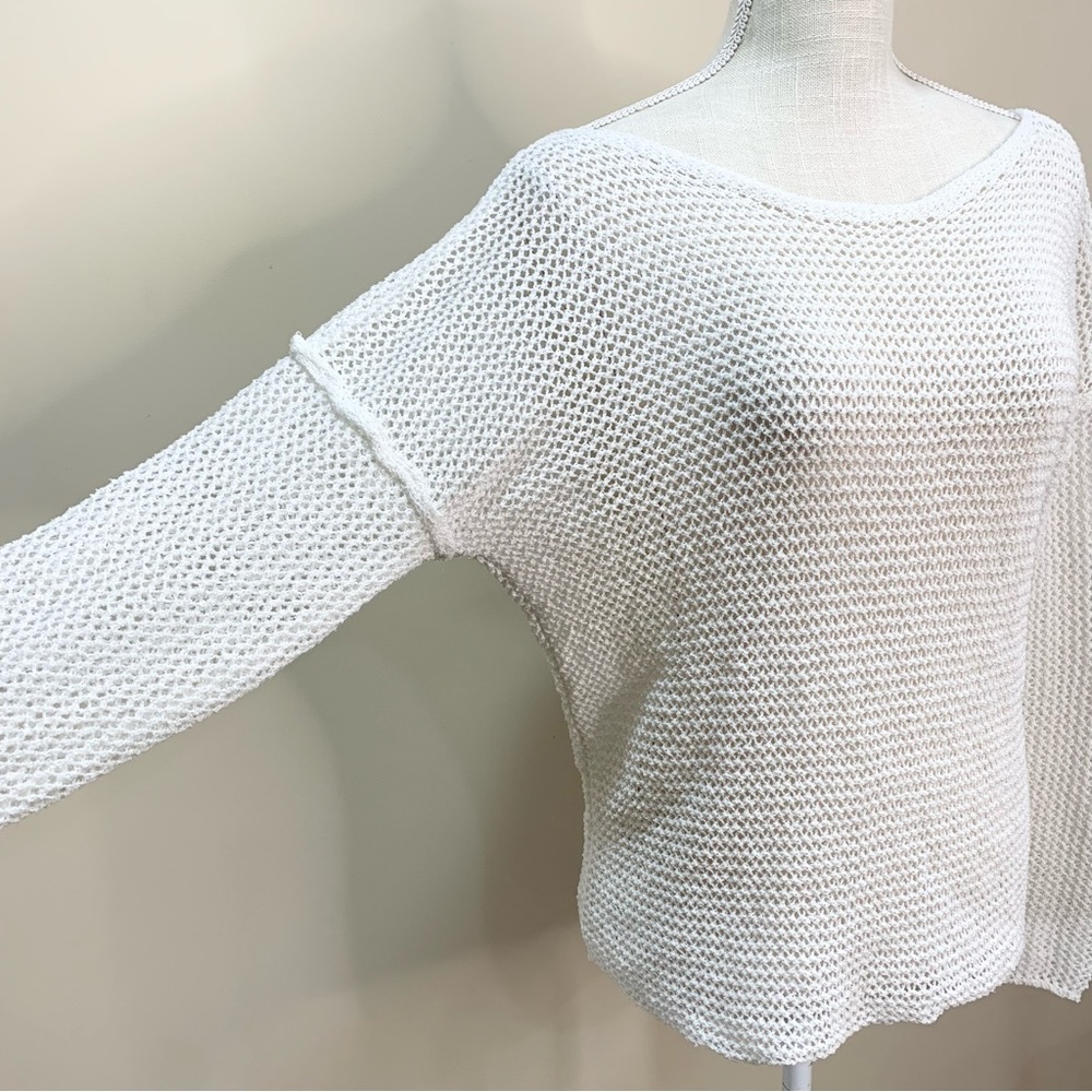 Hem & Thread Open Knit Open Twist Back Sweater L - image 2